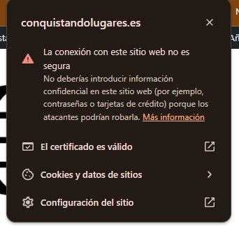 Detalle del certificado SSL caducado en el servidor web